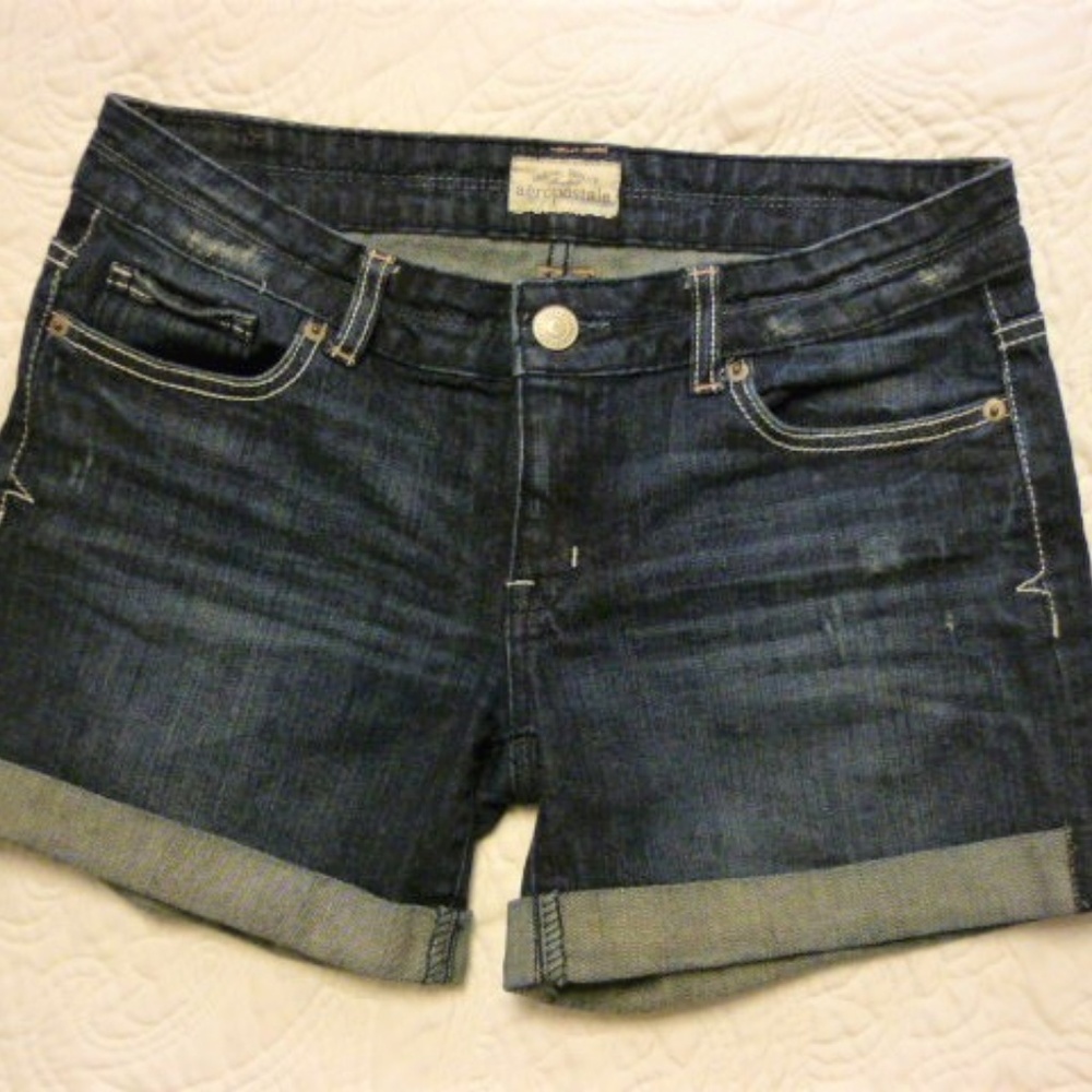 Aeropostale Distressed Cuffed Jean Shorts sz 3/4 - Picture 6 of 6